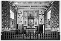 Brighly colored chapel, El Presidio. Santa Barbara, California, USA ( black and white)