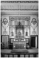 Chapel interior, El Presidio. Santa Barbara, California, USA ( black and white)