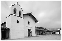 Chapel and Presidio. Santa Barbara, California, USA ( black and white)
