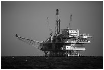 Offshore oil rig. California, USA ( black and white)