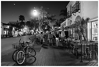 State Street at night. Santa Barbara, California, USA ( black and white)
