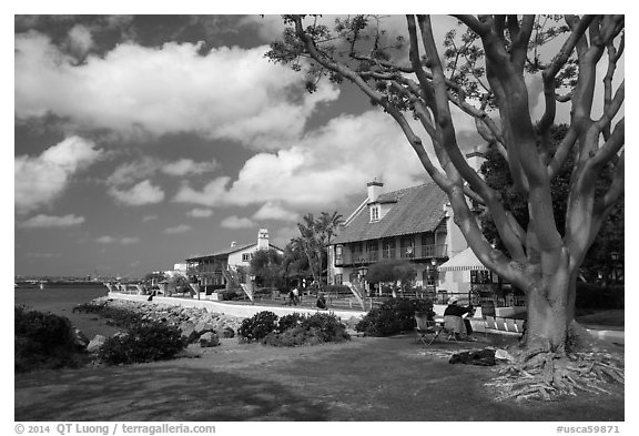 Seaport Village. San Diego, California, USA (black and white)