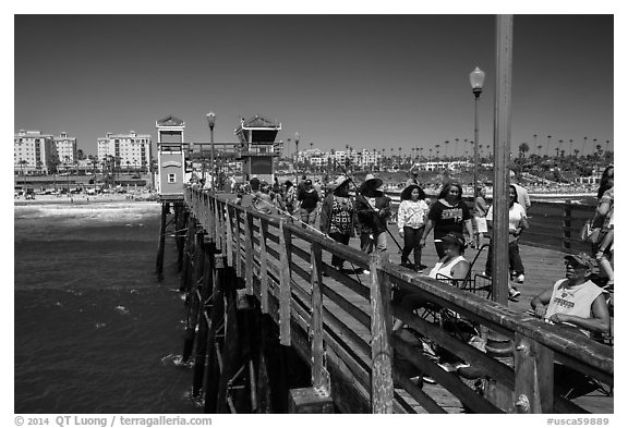 Looking from pier, Oceanside. California, USA (black and white)