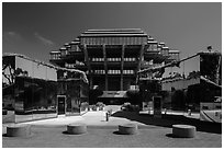 Entrance of Geisel Library, University of California. La Jolla, San Diego, California, USA ( black and white)