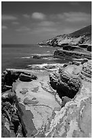 Coastline, Cabrillo National Monument. San Diego, California, USA ( black and white)