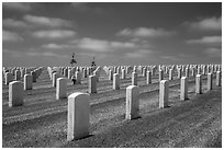 Gravestones, Fort Rosecrans National Cemetary. San Diego, California, USA ( black and white)