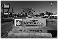 Little Saigon sign. Garden Grove, Orange County, California, USA ( black and white)