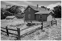 Barracks, Fort Tejon state historic park. California, USA ( black and white)