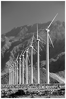 Wind farm and mountains at San Gorgonio Pass. California, USA ( black and white)