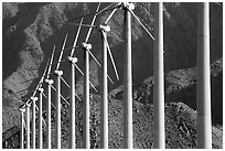 Row of Wind turbines, San Gorgonio Pass. California, USA ( black and white)