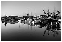 Ventura harbor at dawn. California, USA ( black and white)