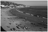 Beach seen from above. Laguna Beach, Orange County, California, USA ( black and white)