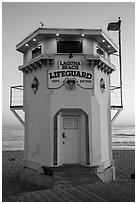 Lifeguard tower. Laguna Beach, Orange County, California, USA ( black and white)