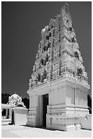Temple in traditional South Indian style, Calabasas. Los Angeles, California, USA ( black and white)