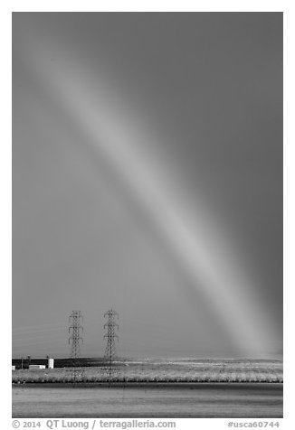 Rainbow above agricultural lands. California, USA (black and white)
