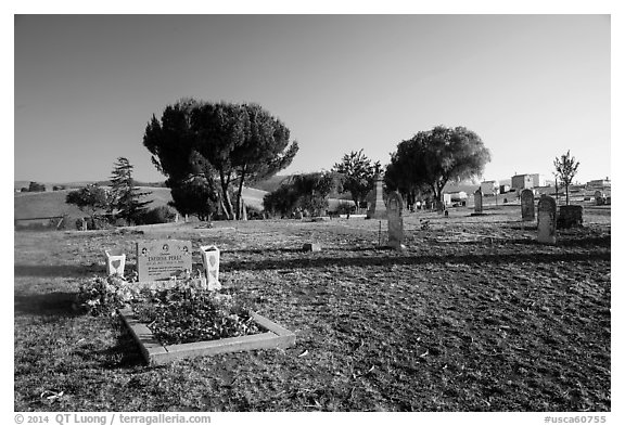 Cemetery. San Juan Bautista, California, USA (black and white)