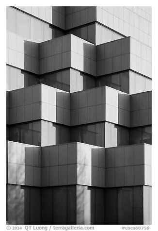 Architectural detail of California general services building. Sacramento, California, USA (black and white)
