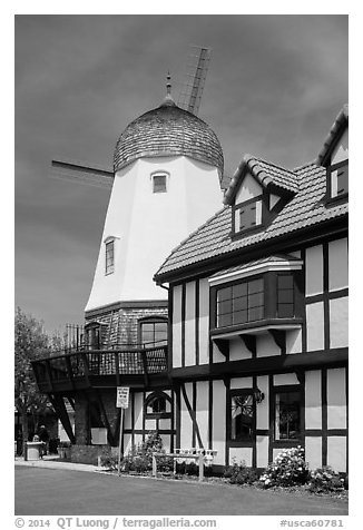 Windmill. Solvang, California, USA (black and white)