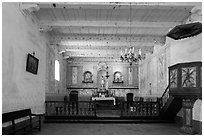 Chapel interior, La Purísima Mission. Lompoc, California, USA ( black and white)