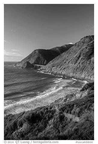 Cove and bridge in late afternoon. Big Sur, California, USA (black and white)