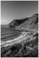 Cove and bridge in late afternoon. Big Sur, California, USA ( black and white)