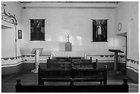 Chapel interior, Mission San Juan Bautista. San Juan Bautista, California, USA ( black and white)