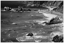 Green waters and shoreline, Julia Pfeiffer Burns State Park. Big Sur, California, USA ( black and white)