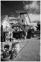 Bakery and windmill. Solvang, California, USA ( black and white)