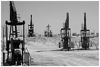 Pumpjacks, oil field, Bakersfied. California, USA ( black and white)