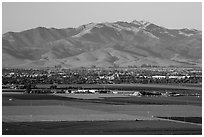 Agricultural lands and Salinas Valley. California, USA ( black and white)