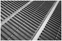 Aerial view of solar park. San Jose, California, USA ( black and white)