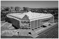 Aerial view of SAP Center. San Jose, California, USA ( black and white)