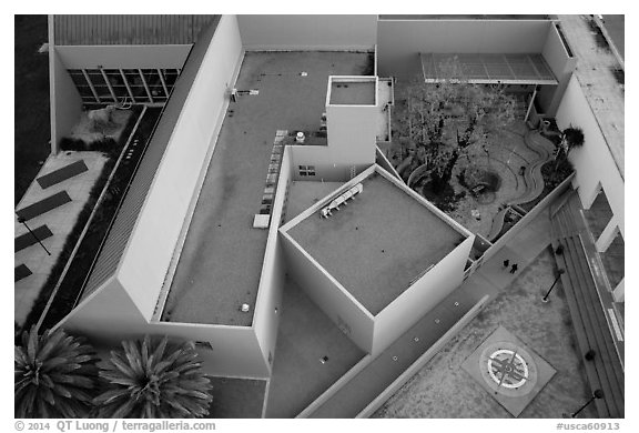 Aerial view of Childrens Museum. San Jose, California, USA (black and white)
