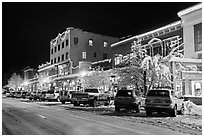 Wintry street at night, Truckee. California, USA ( black and white)