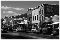 Main street in winter, Truckee. California, USA ( black and white)