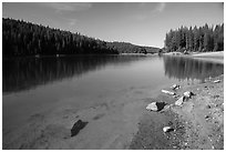 Jenkinson Lake on calm morning, Pollock Pines. California, USA ( black and white)
