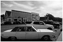 Classic car and street. Mendocino, California, USA ( black and white)
