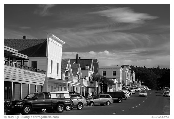Main Street. Mendocino, California, USA (black and white)