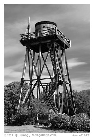 Water tower. Mendocino, California, USA (black and white)