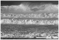 Giant waves breaking offshore. Half Moon Bay, California, USA ( black and white)