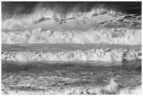 Rows of waves breaking offshore. Half Moon Bay, California, USA ( black and white)