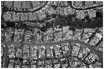 Aerial view of Meadowlands with hail. San Jose, California, USA ( black and white)