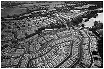 Aerial view of Villages with hail. San Jose, California, USA ( black and white)