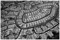 Aerial view of Villages after hailstorm. San Jose, California, USA ( black and white)