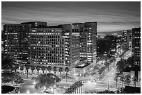 Adobe corporate headquarters at dusk. San Jose, California, USA ( black and white)