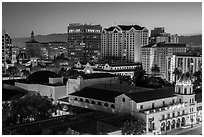 City National Civic and city skyline at night. San Jose, California, USA ( black and white)