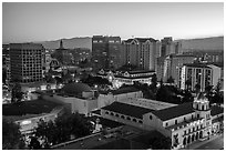 City National Civic and city skyline at dawn. San Jose, California, USA ( black and white)