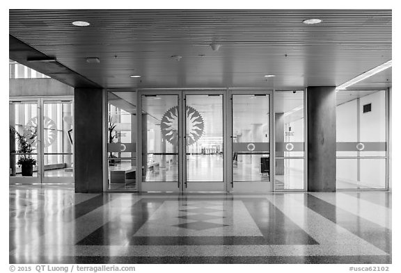 San Jose Convention Center hallway. San Jose, California, USA (black and white)