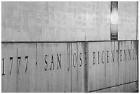 Detail of Bicentennial monument. San Jose, California, USA ( black and white)