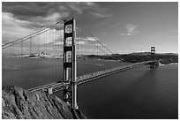 Golden Gate Bridge from Battery Spencer, afternoon. San Francisco, California, USA ( black and white)